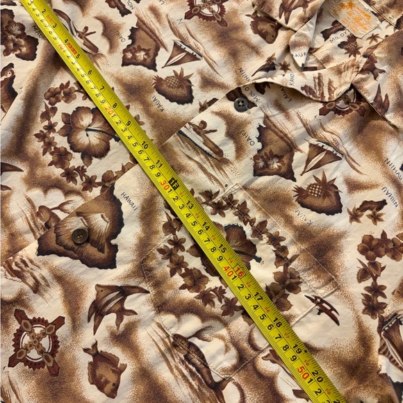 VTG Ui-Maikai Hawaiian Button Shirt Mens Medium Brown-Tan Islands Floral READ - Picture 8 of 9